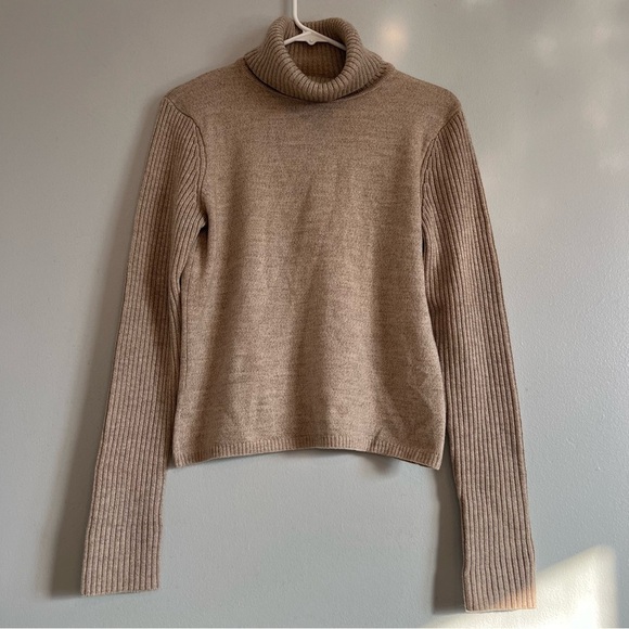 Country Shop Womens Italian Merino Wool Blend Turtleneck Sweater Sz S Gray - Picture 1 of 12